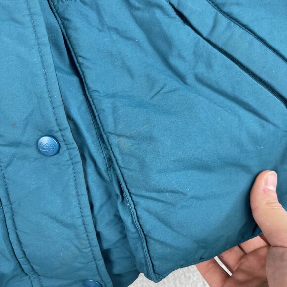 Vintage Retro REI Blue Goose Down Quilted Mountain Parka Jacket Hooded (*Read*) - Picture 12 of 16